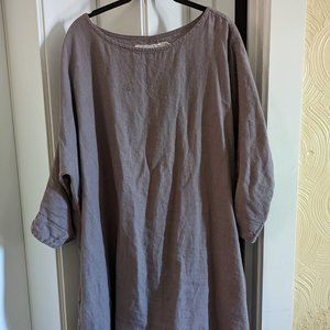 Not Perfect Linen NOVEMBER Washed linen tunic in caffe mocha / purple
